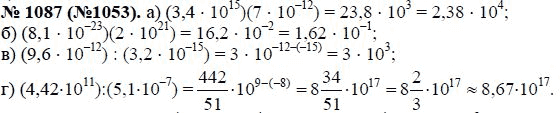 Ответ к задаче № 1087 (1053) - Макарычев Ю.Н., Миндюк Н.Г., Нешков К.И., гдз по алгебре 8 класс